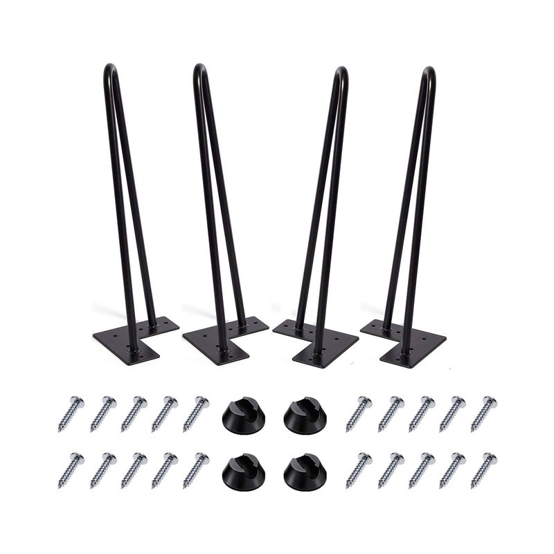 MSOBAIW Hairpin Legs 16 Inch Set of 4, DIY Metal Table Furniture Legs Ideal for Dining Table, Desk, 3/8" Diameter Mid Century Modern Style (16", Black) - Image 1